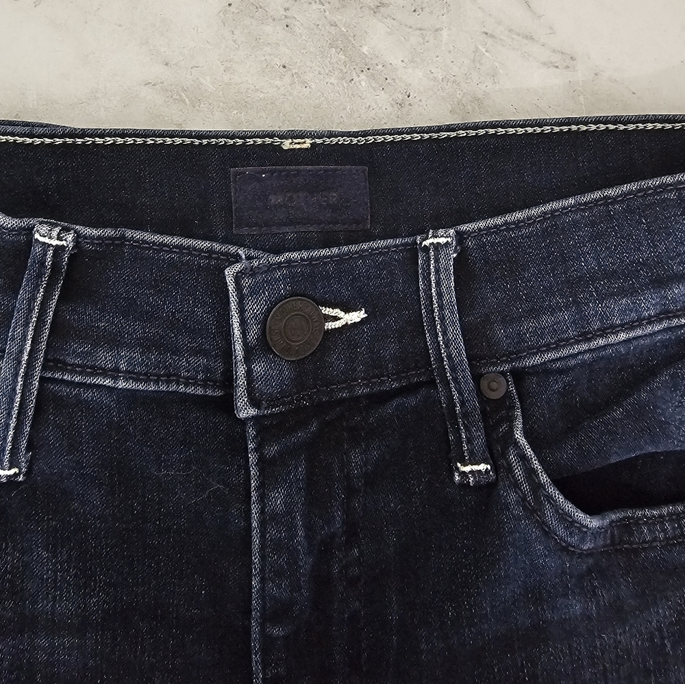MOTHER The Swooner Ankle High Rise Dark Blue Skinny Jeans 27 Preowned - Picture 7 of 11